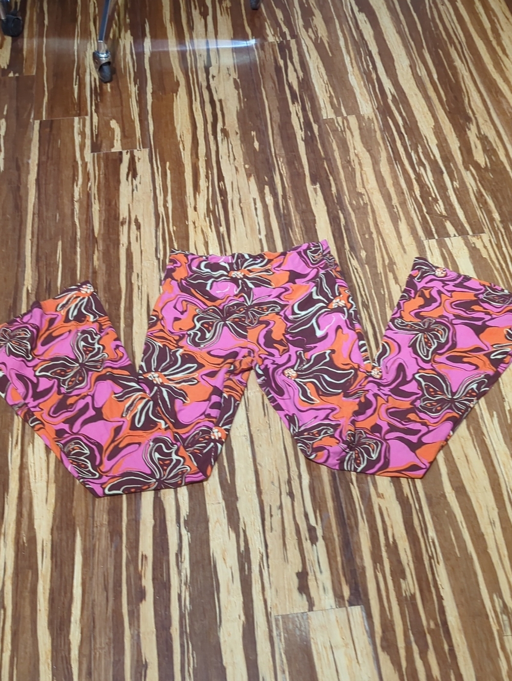 No Boundaries Pink & Orange Swirl Floral Wide Leggings
